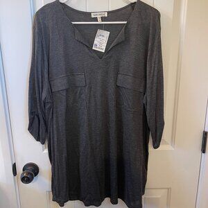 Heather grey 3/4 sleeve blouse